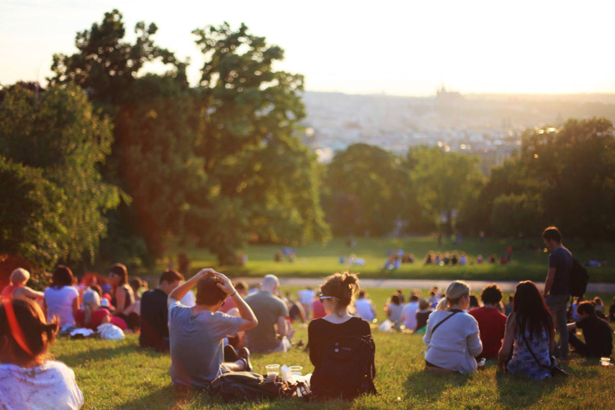 enjoying outdoor concert