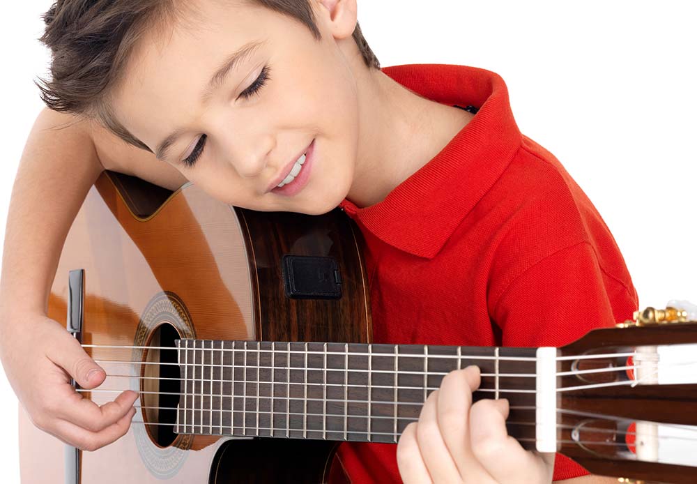 may playing acoustic guitar