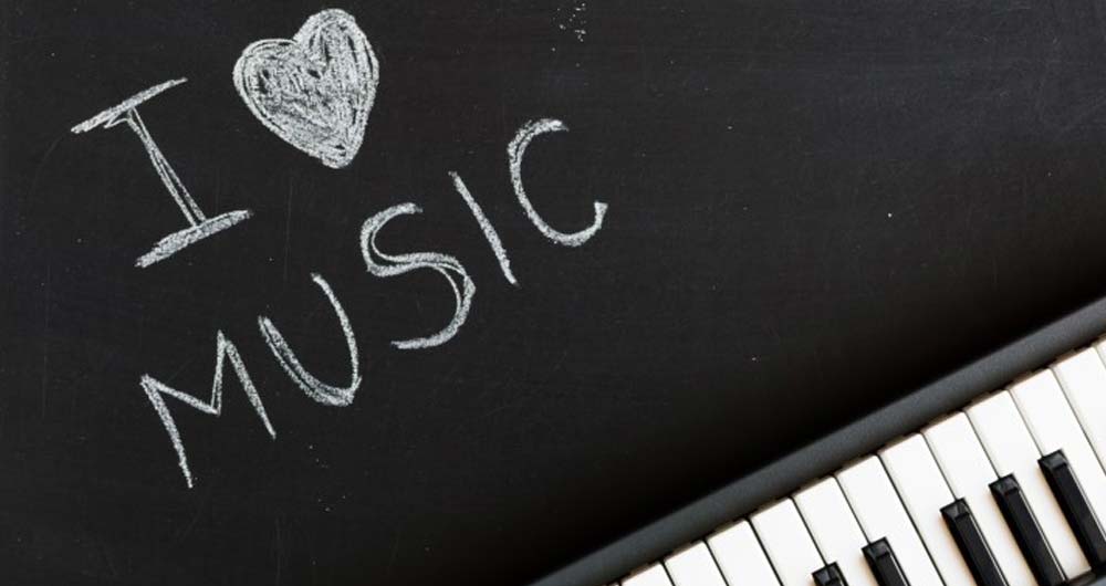 I heart music in chalk