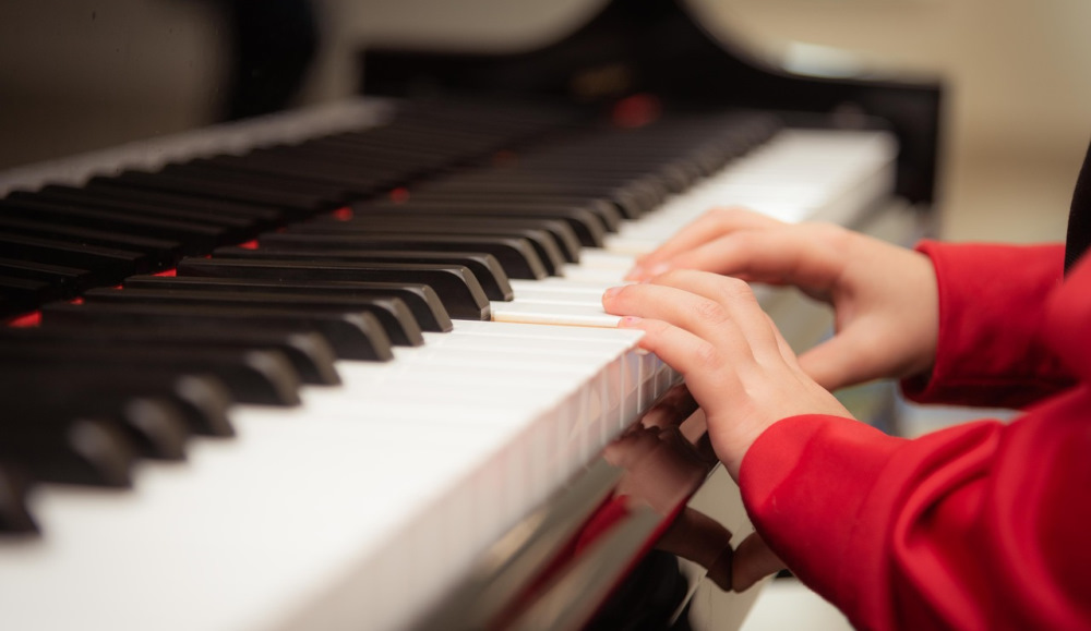 practicing the piano